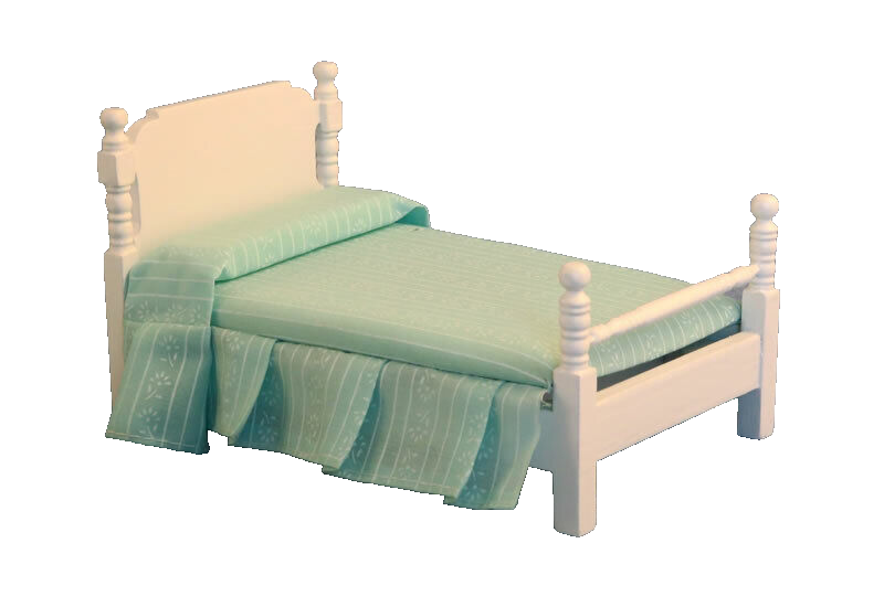 Dolls House Single Bed White Furniture Miniature 1:12 Scale I Jaspers Miniatures