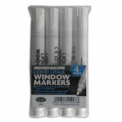 x Liquid White Chalk Window Markers -PENS GLASS CHALK