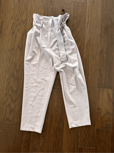 Topshop Lavendar Paper Bag Waist Crop Trousers
