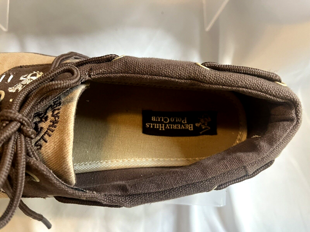 Beverly Hills Polo Club Mens Brown Canvas Boat Shoes Casual 