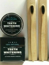 Black Charcoal Teeth Whitening Powder  + 2Toothbrush