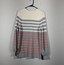 Loft Womens Multicolor Striped Mock Neck Sweater Sz M Preppy Casual Workwear