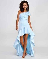 City Studios Juniors One-Shoulder High-Low Ball Gown Color Sky Blue Size 7/8