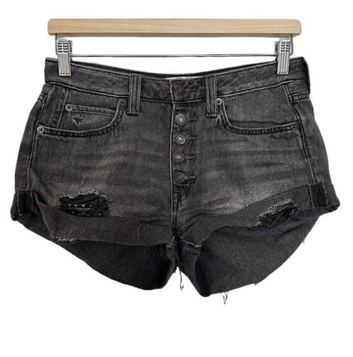 We The Free pantaloncino jeans donna cut-off grigio vita media denim invecchiato taglia 25