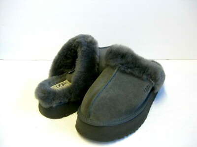 UGG DISQUETTE WOMEN SLIPPERS SUEDE CHARCOAL US