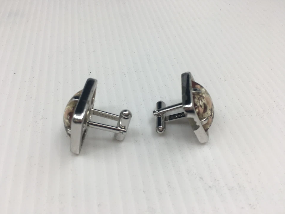 Мужские винтажные запонки запонки запонки #22 Hickok коричневый розовый серебристый тон - Изображение 4 из 4