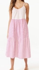 Free Assembly Women's Sleeveless Double Strap Cross Back Tier Midi Dress Pink XS