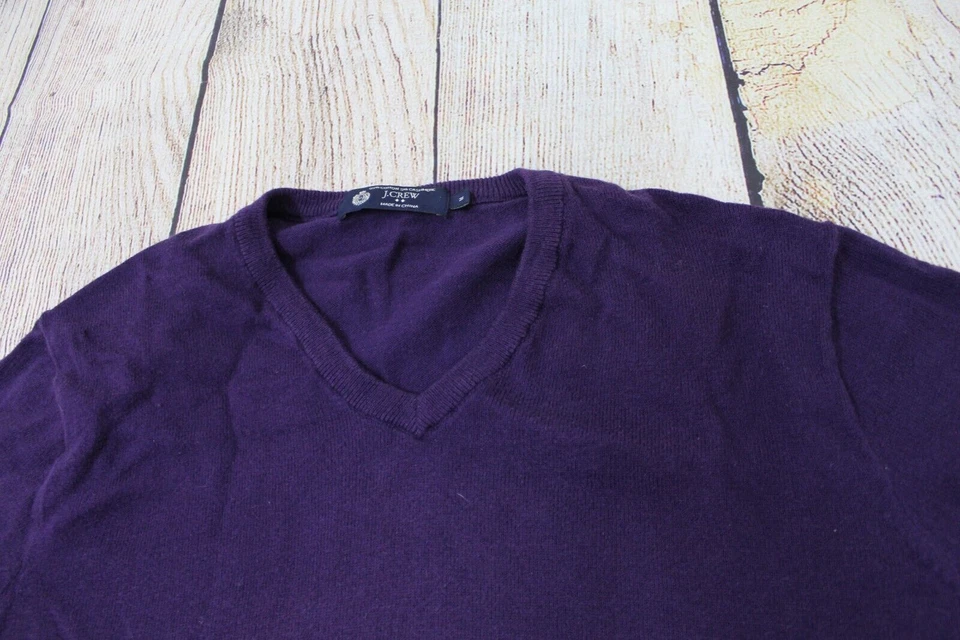 J. Suéter Pullover Crew Algodón Mezcla Cachemira Púrpura Cuello en V Para Hombre Mediano Foto 2 de 4