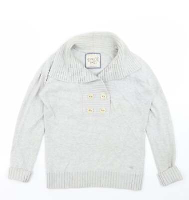 Esprit Damen Pullover grau Kragen Baumwollmischung Größe M