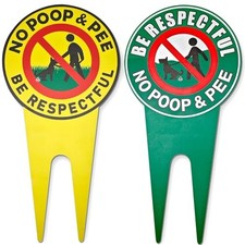 No Pooping Dog Signs For Yard,2 Piece Aluminum Double-Sided Printing 12 x 6in No