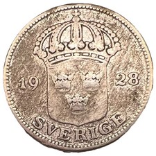 1928 🇸🇪 Sweden 50 Ore Silver Coin - Combined Shipping - Lot C89