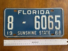 1966 Florida Volusia County License Plate Tag 6065