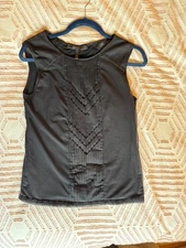 BGCG Max Azria Dafina Sleeveless Top w/Tulle Detail Black S