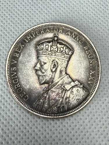 1935 Canada Silver Dollar George V Voyageur Canoe 80% Silver AU Toned Key Date