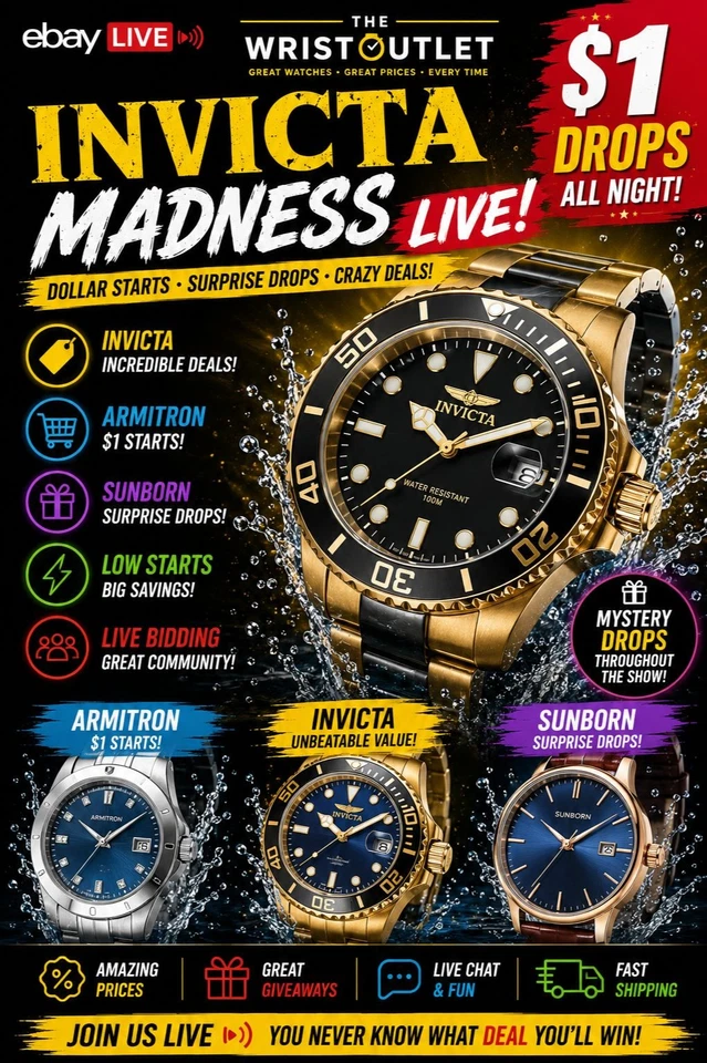 🔥 INVICTA MADNESS LIVE Dollar Starts • Surprise Drops • Crazy Deals