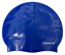 Sporti Junior Silicone Swim Cap Blue Kids Youth Anti-Slip Interior 7.125" x 8"