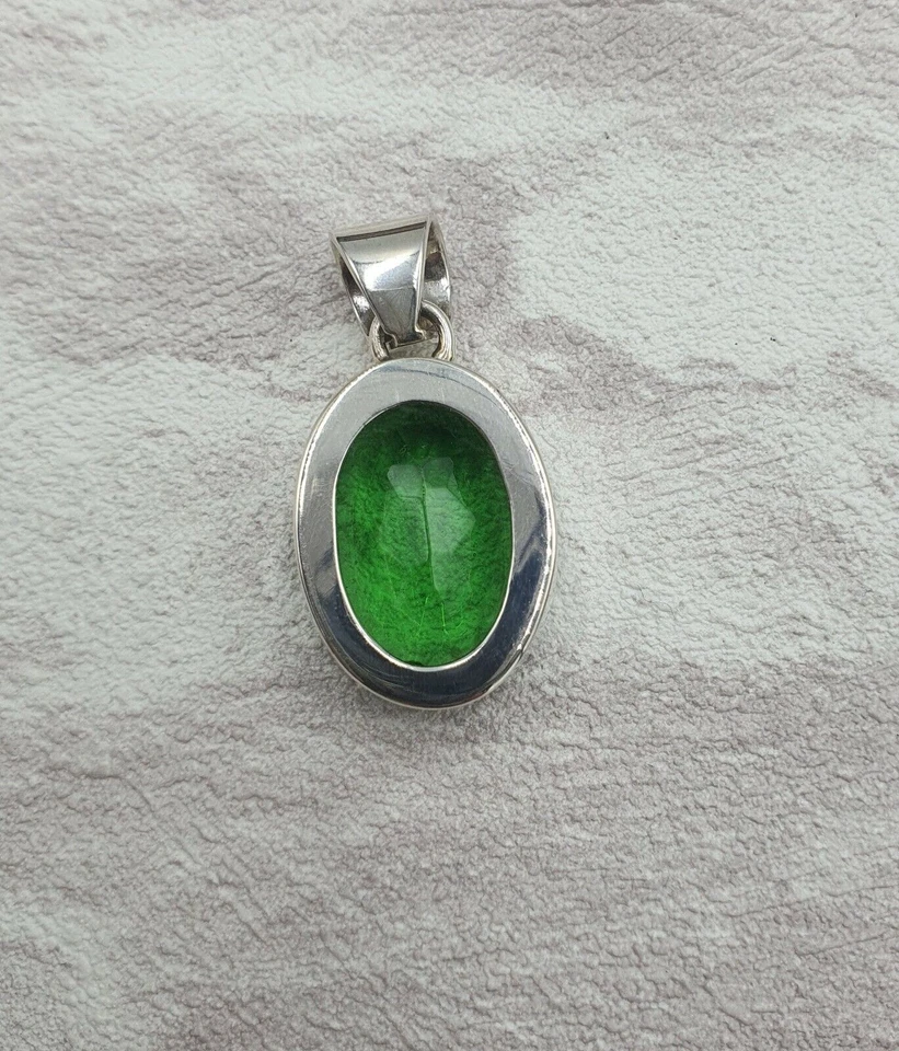 Colgante de Mujer 925er Plata Gema Verde Obsidiana Natural Hecho a Mano Regalo - Imagen 4 de 4