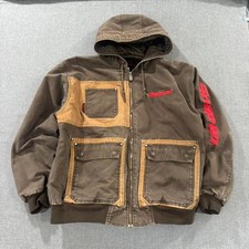 Vintage Snap-on Tools Canvas Jacket Hooded Workwear Brown Mens Xl