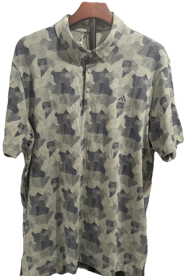Camisa polo de golf Adidas para hombre estampada XL verde nueva Foto 2 de 4