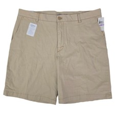 Izod Saltwater Stretch Flat Front Shorts Men's 38 Khaki Beige 9.5" New MSRP 55