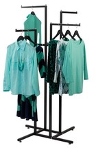 SSWBasics 4 Way Clothing Display Rack with Straight Arms (Black)