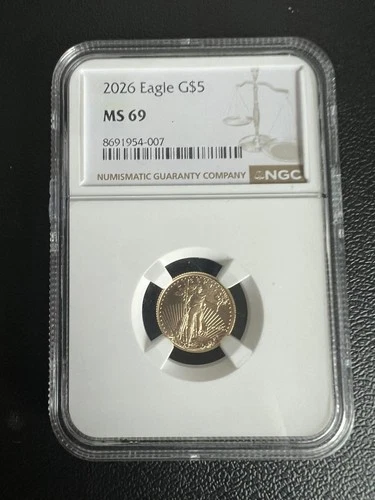 2026 $5 Gold Eagle NGC MS69 1/10 oz American Gold Coin