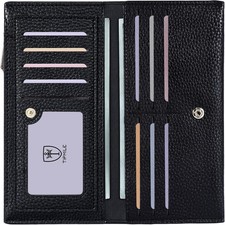 Ultra Slim Wallet for Women Bifold Leather RFID Blocking Credit Card Holder Ladi