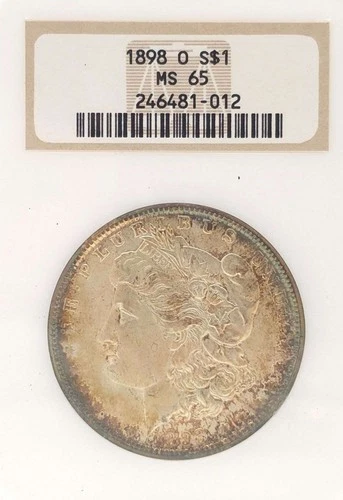1898-O Morgan Silver Dollar NGC MS65 Beautiful Toning Die Breaks on Reverse