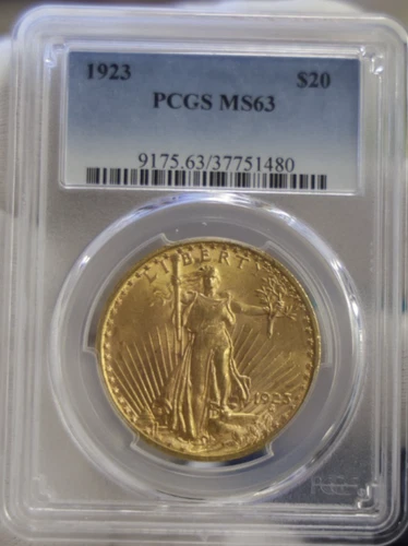 1923 US $20 Saint Gaudens Gold Piece PCGS MS63