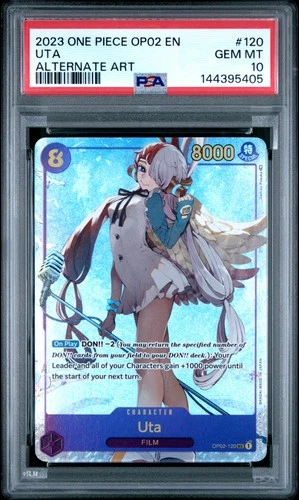 2023 ONE PIECE OP02-PARAMOUNT WAR ALTERNATE ART #120 UTA PSA 10