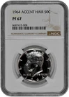 1964 50c Silver Accent Hair Proof Kennedy Half Dollar Graded NGC PF 67