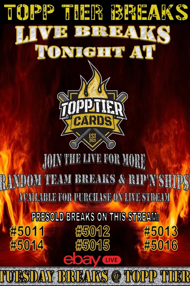 TUESDAY AFTERNOON BASEBALL & FOOTBALL CASE BREAKS @ TOPP TIER WITH JAMES