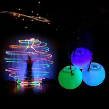 2Pcs Multicolor Glow POI LED Thrown Balls Light For Belly Dance Hand Prop UK