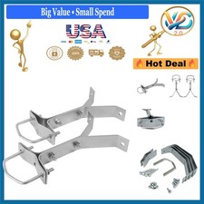Heavy-Duty Wall Mount Kit for TV Antenna Mast 6-Inch Metal Brackets Silver