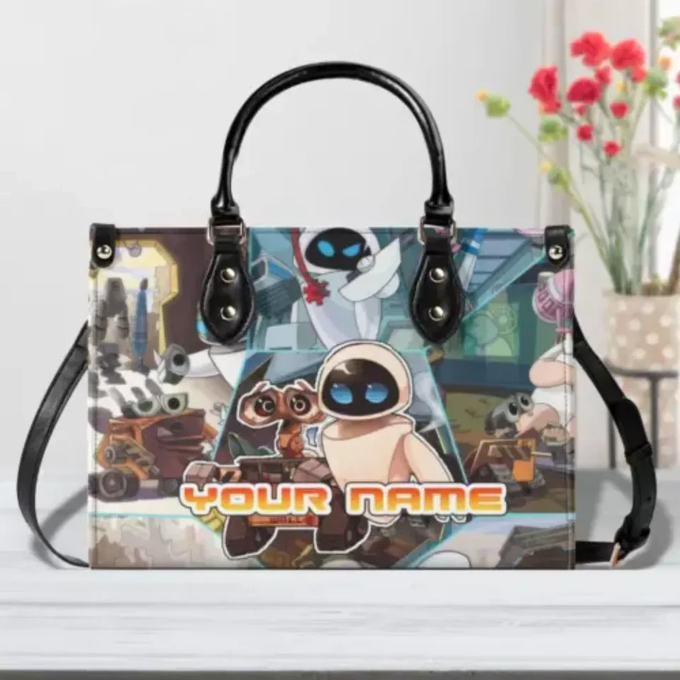 Personalized Wall-e Luxury Women Leather Handbag, Handbag Disney