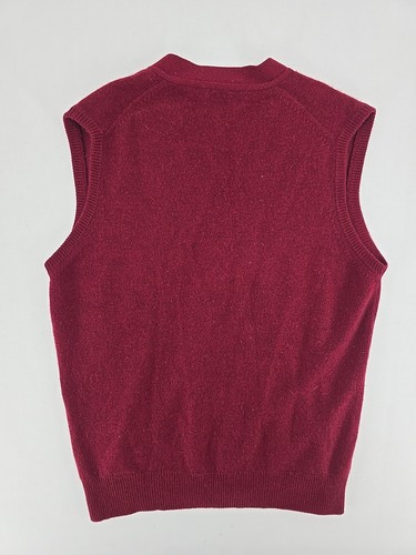 Vtg 70s Burgundy Jaeger Cashmere Vest Size 42 Made In Scotland - 100% Cashmere - Imagen 6 de 6