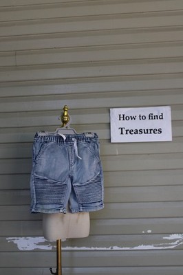 YG 6) SIZE 7 ANKO BLUE JEAN SHORTS ELASTIC WAIST KIDS BOYS