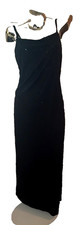 Vtg Dress Y2K Black Form Fitting Full Length Beaded Formal Gown Maxi MED NWOT