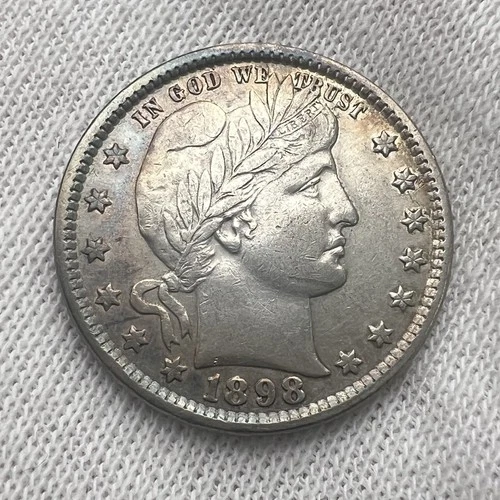 1898-P Barber Quarter Dollar 90% Silver 25c Philadelphia US Coin