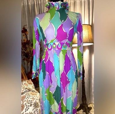 Vintage Emilio Pucci 1960s Cabbage Collar Jersy Dress