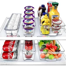 6-Pack Stackable Clear Refrigerator Organizers - Ideal for Food Storage