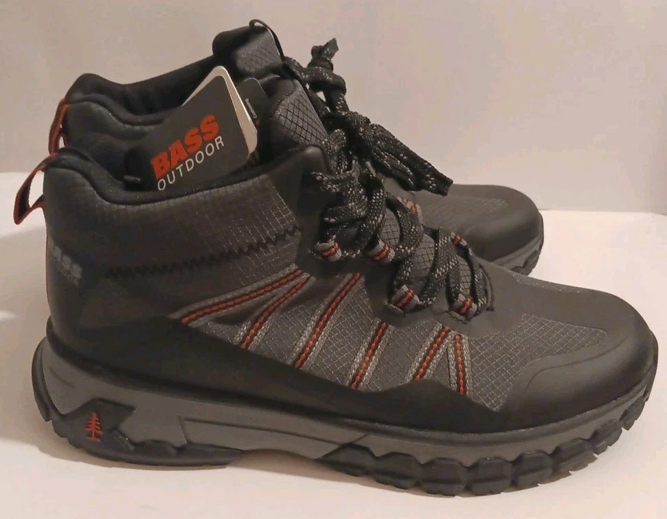 BASS OUTDOOR Men's Peak Webbing Hiker M Ankle Boots Size 11 Black Asphalt Gray