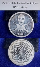 2009 Skull & Crossed Rifles 1 Troy Oz 999 Fine Silver Round 95.00 per troy oz