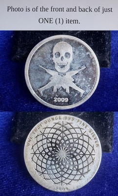 2009 Skull & Crossed Rifles 1 Troy Oz 999 Fine Silver Round | eBay
