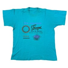 Vintage T-Shirt Single Stitch Grafikdruck Retro Y2K Blau Herren XL