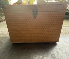 Vintage Redmon Wicker & Wood Chest Trunk Hamper Brass Corners And Latch EXC