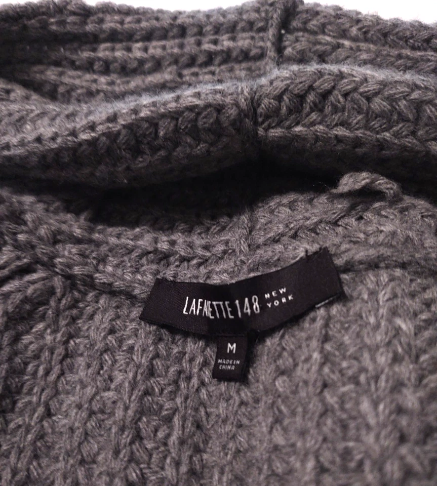 Cárdigan LAFAYETTE 148 Frente Abierto Grueso Grueso Lana/Cachemira (M) Gris Suéter Foto 2 de 4
