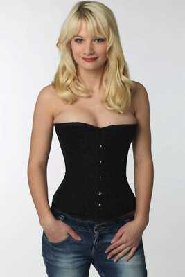 Corsage Korsett Schwarz Brokat lang normal rh80