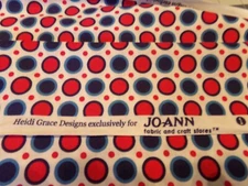 3/4 YD  X 42" VINTAGE RED & BLUE CIRCLES TOSS HEIDI GRACE /JOANN NEW COTTON #21