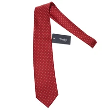 Drake's NWT Neck Tie in Red with Blue & White Mini Circles 100% Silk